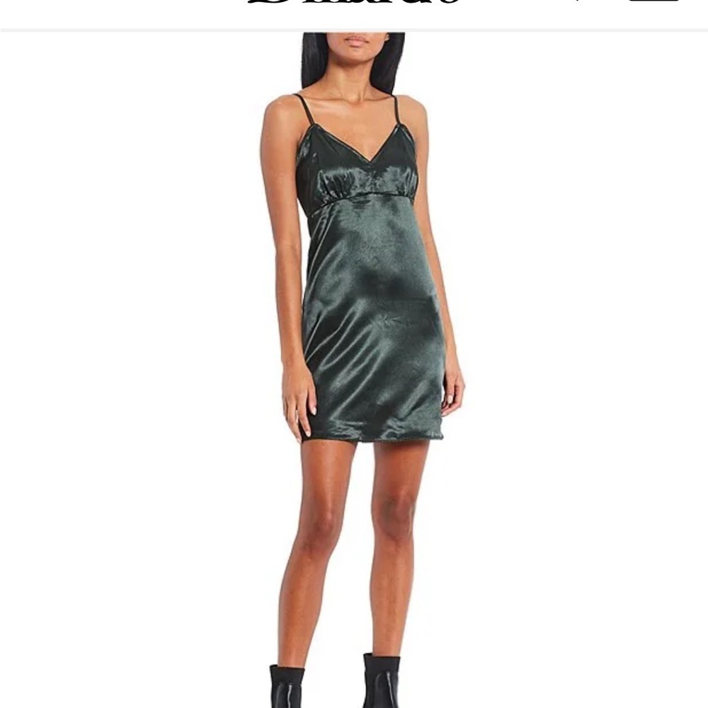Dark green Chelsea & Violet satin slip dress NWT JUNIORS LARGE